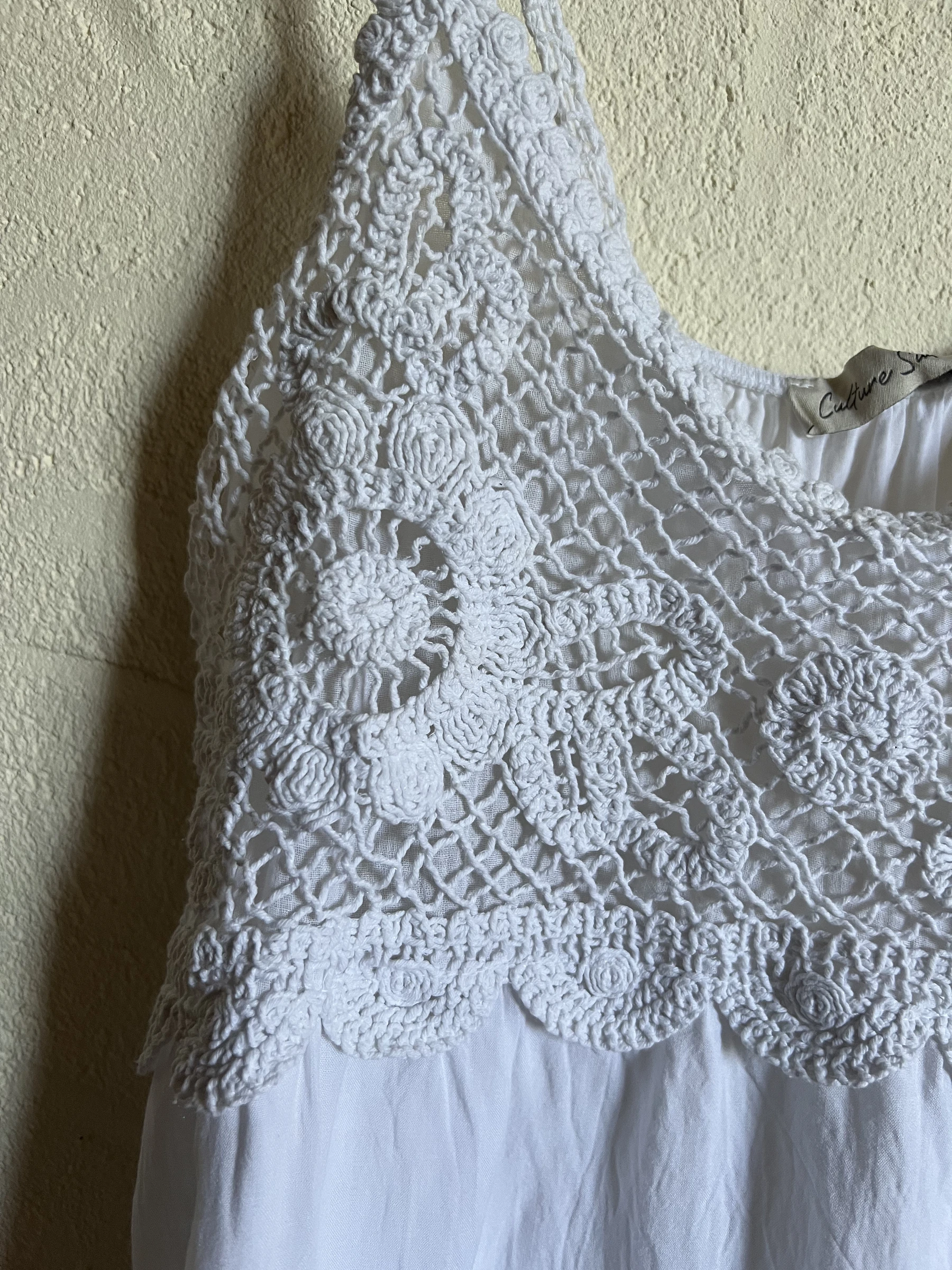 😍 White Bohemian Crochet Dress Culture Sud – One Size – Made in Italy – photo 5
